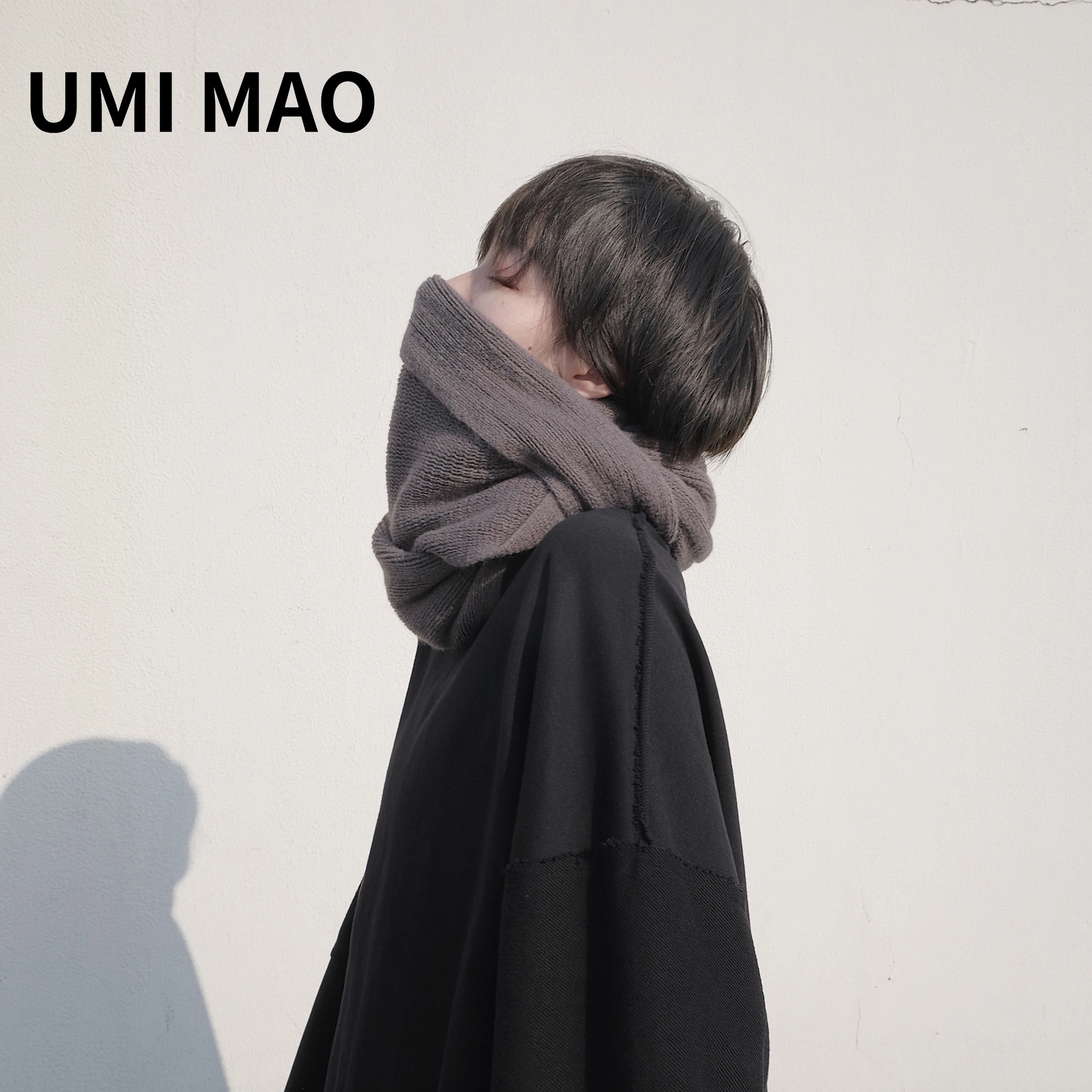 UMI MAO Yamamoto imitação cachecol de caxemira para homens e mulheres, xale cor sólida, modelos de nicho escuro, inverno, Y2K