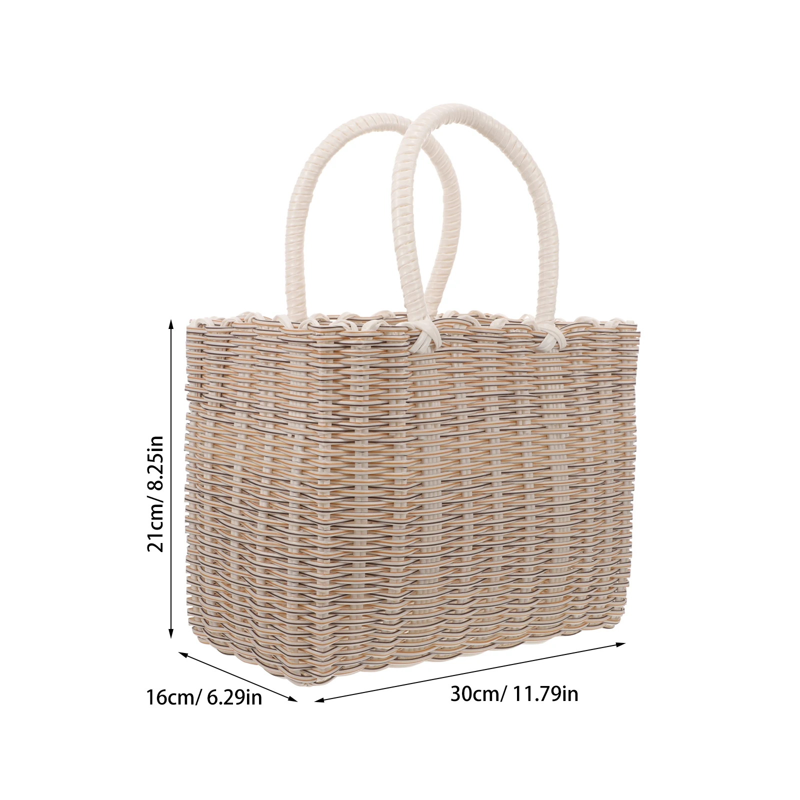 

Shopping Basket Portable Plastic Durable Woven Handle Small Storage Organizer Sundries Holder Basket with Handle