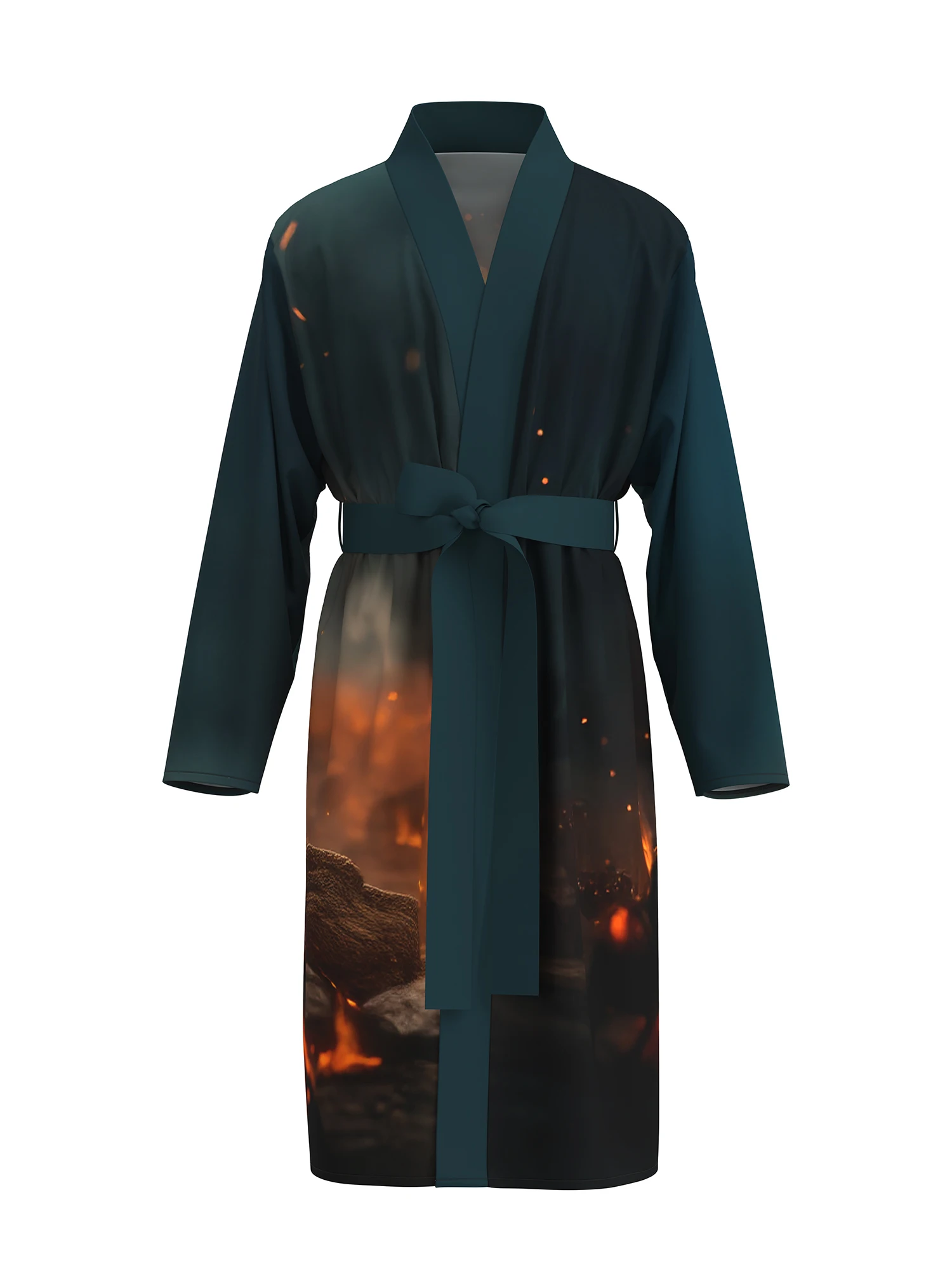 

Новый мужской домашний халат 2026 года с 3D-принтом «Огненный тигр», повседневный, тонкий, быстросохнущий, для весны и лета