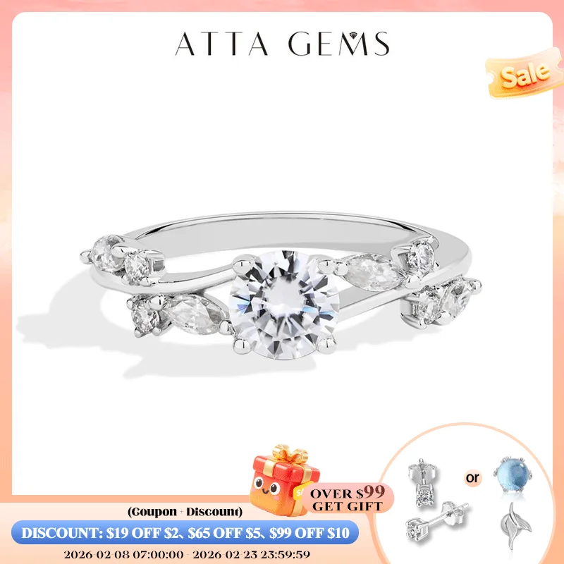 

ATTAGEMS обходное кольцо с муассанитом круглой огранки 0,8 карата DVVS1 настоящее серебро 925 пробы женские кольца для помолвки свадебные ювелирные изделия