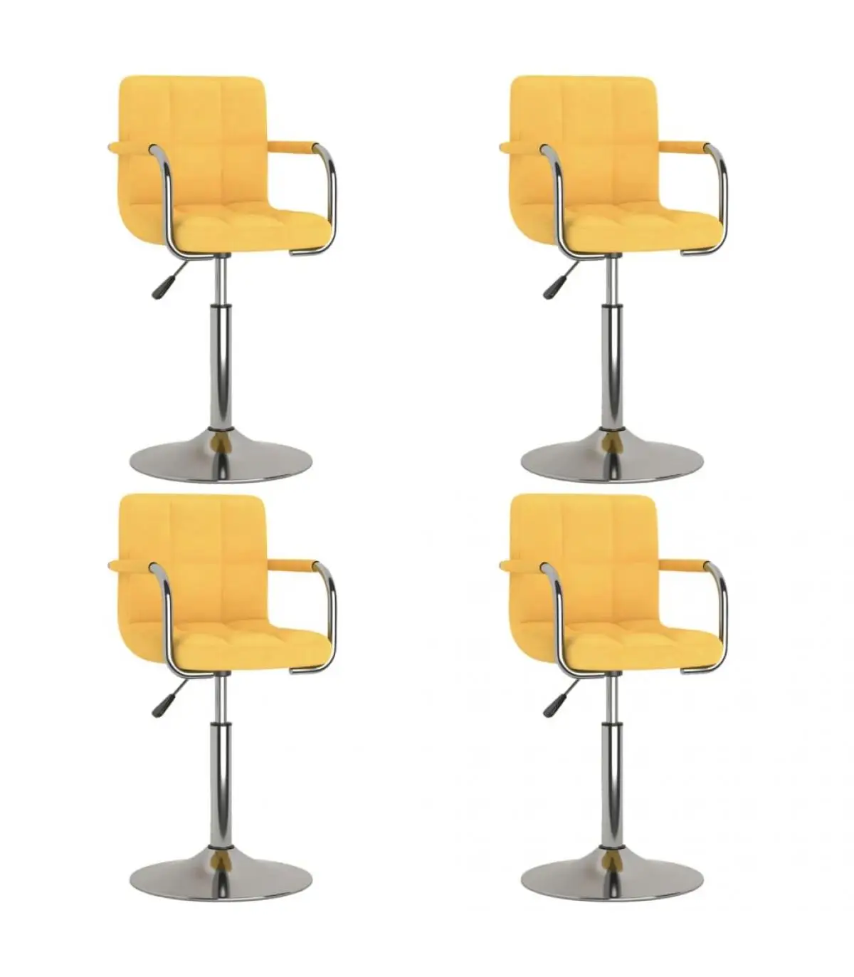 4 PCs Yellow Mustard Fabric Swivel Dining Chairs Dining Chair