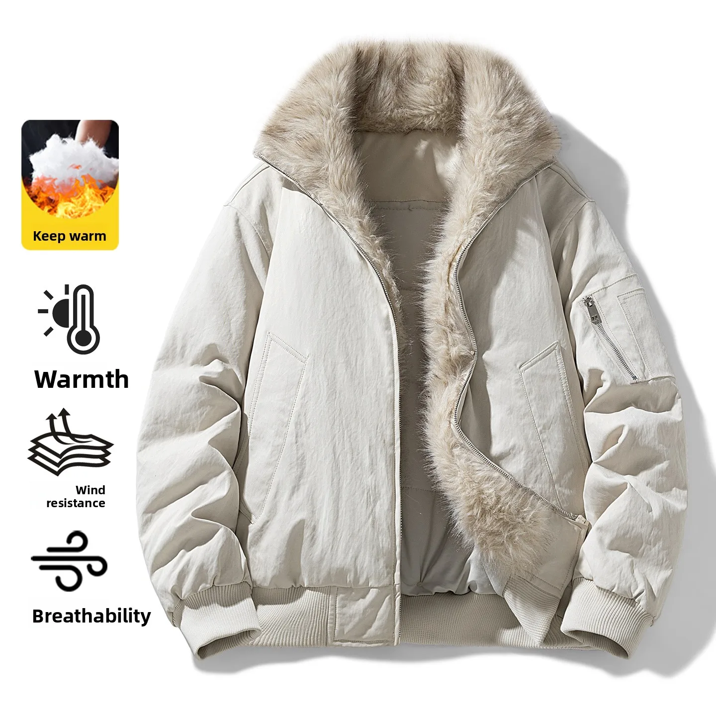 

Men's standing collar cotton jacket in autumn and winter, loose and warm, thick workwear coat, casual and comfortable chaquetas