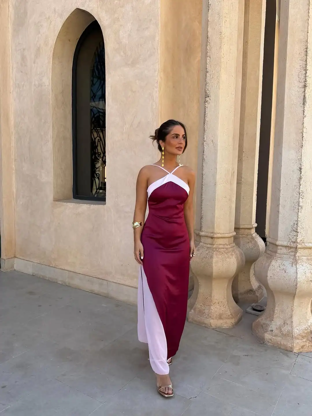 Sexy Color Blocking Halter Maxi ﻿Women Dresses Elegant Backless Off shoulder Sleeveless Slim Gowns 2026 New Lady Party Vestidos image 6