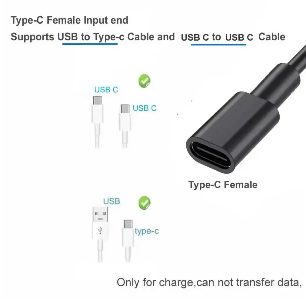 3 in 1 USB C Splitter Cable Type-C Extension Cable USB-C Female to Type C / Micro USB / Mini USB Multiple Devices Charging Cord image 5