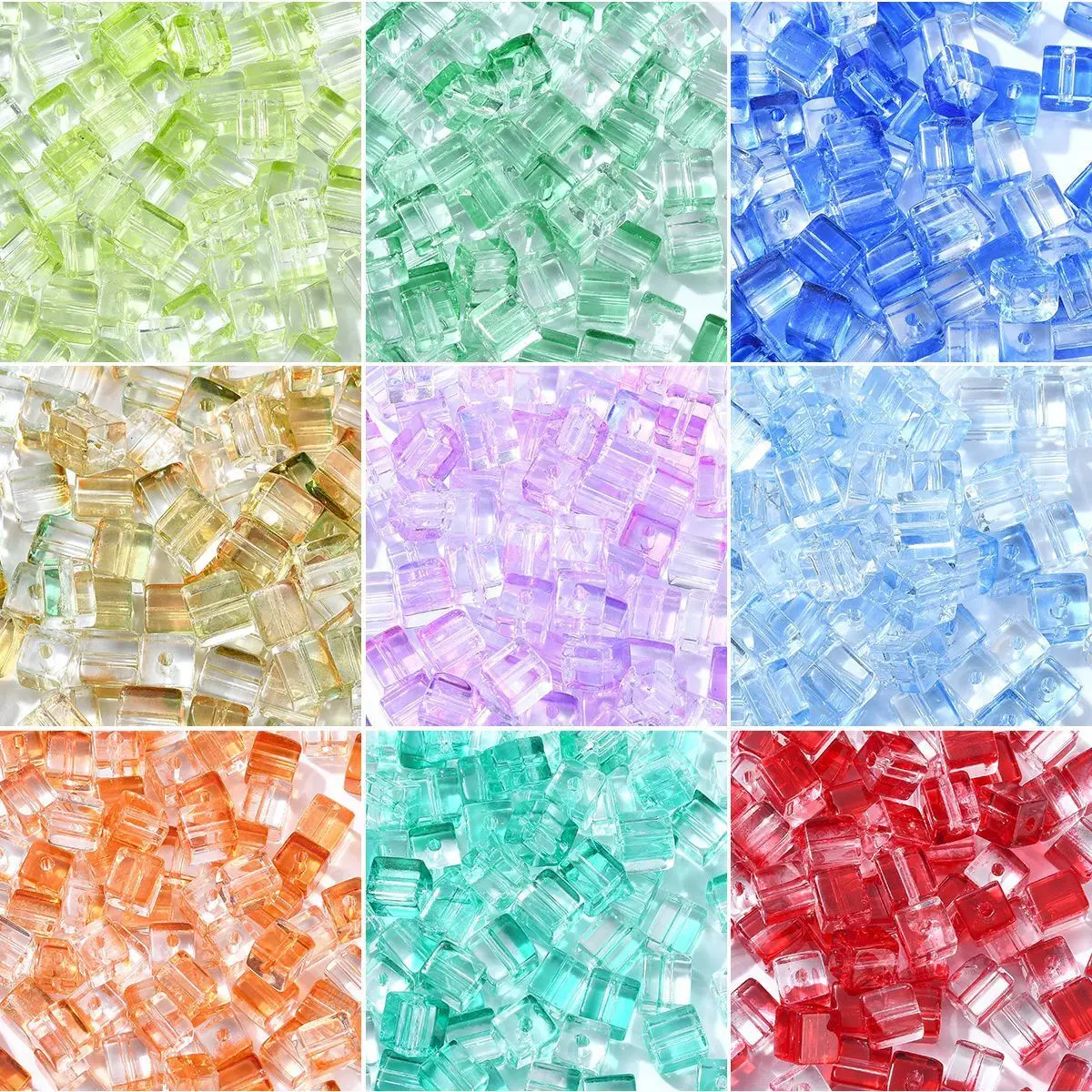 30Pcs  6.5-7mm cube Clear Solid Transparent Square Colorful Crystal Dice Chess Piece Right Angle Sieve For Puzzle Game