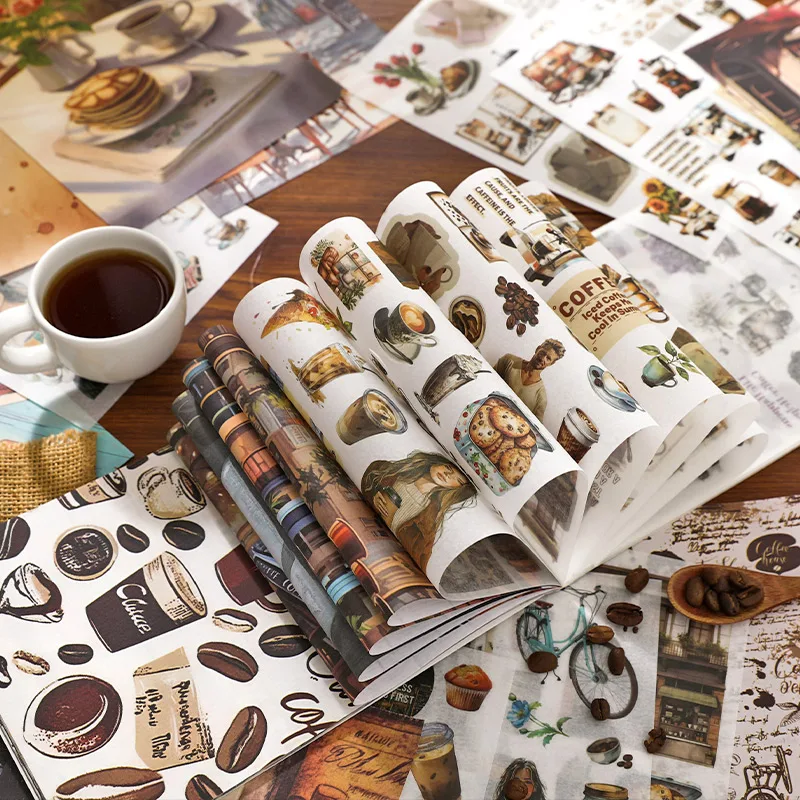 レトロ INS スローライフかわいい文房具ステッカーブックジャンクジャーナルスクラップブックコラージュ DIY 用品 30 ピースステッカー + 20 ピース素材紙