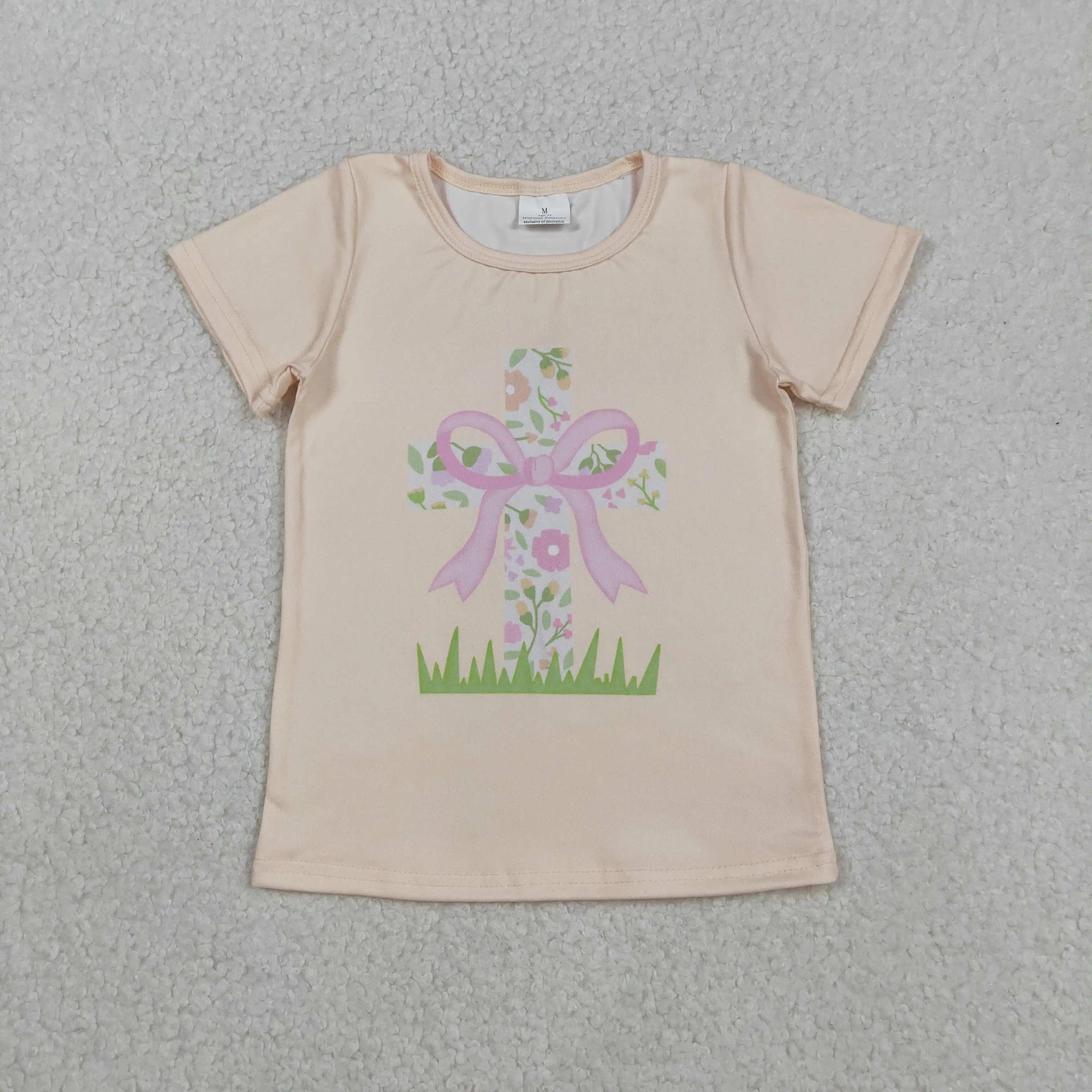 

z1125-13 GT1397 Wholesale Summer kids clothes girl easter bow floral short sleeve top Boutique Children clothing