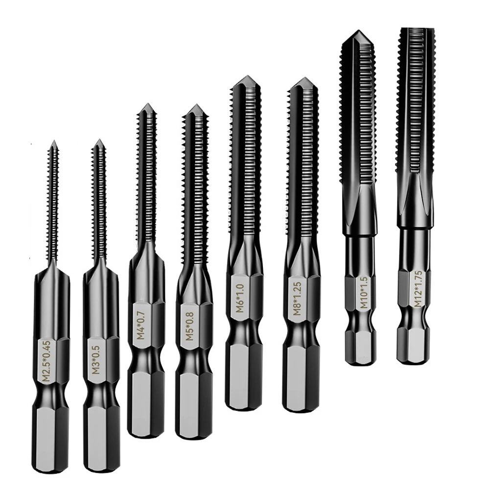 1Pc Hex Shank HSS Tap Drill Bits M2.5-M12 Metric Threaded Taps For Hand Drill Machine Compound Use On Wood Plastic Aluminum