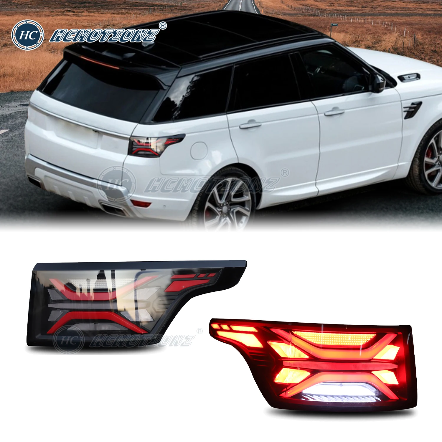 HCMOTIONZ LED Tail Lights For Range Rover Sport 2012-2022 Start UP Animation DRL Car Back Rear Lamps Assembly Accessories