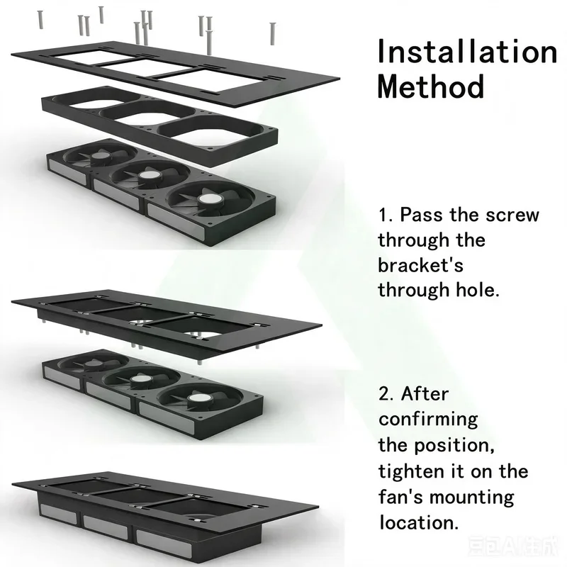 70mm Height Extension Mod Part For 70 Fake Radiator Modding, PC Case Fan Spacer Riser Bracket with Mount Screws