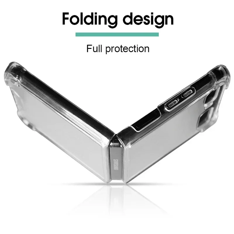 Capa de telefone transparente à prova de choque para samsung galaxy z flip 5 4 3 1 2 capa transparente protetora completa fina capa traseira dobrável