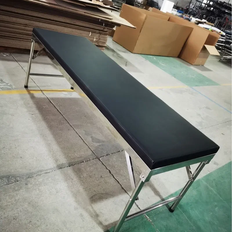 304 Stainless Steel Foldable Examination Bed Flat Massage Table for Hospital Diagnostic Beauty No Backrest Design