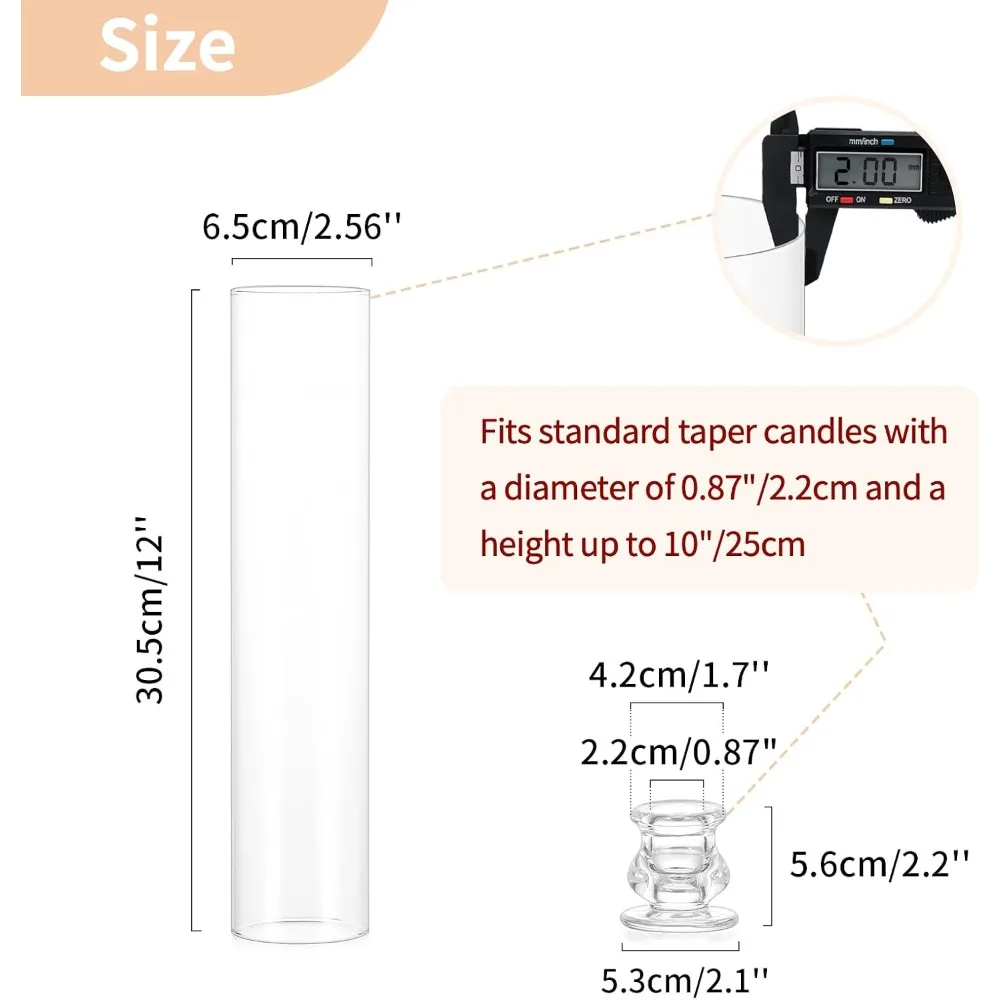 مجموعة من 10 حوامل شموع مستدقة من الزجاج الشفاف للقطع المركزية - حامل شمعدان كبير للمناسبات والديكور #4