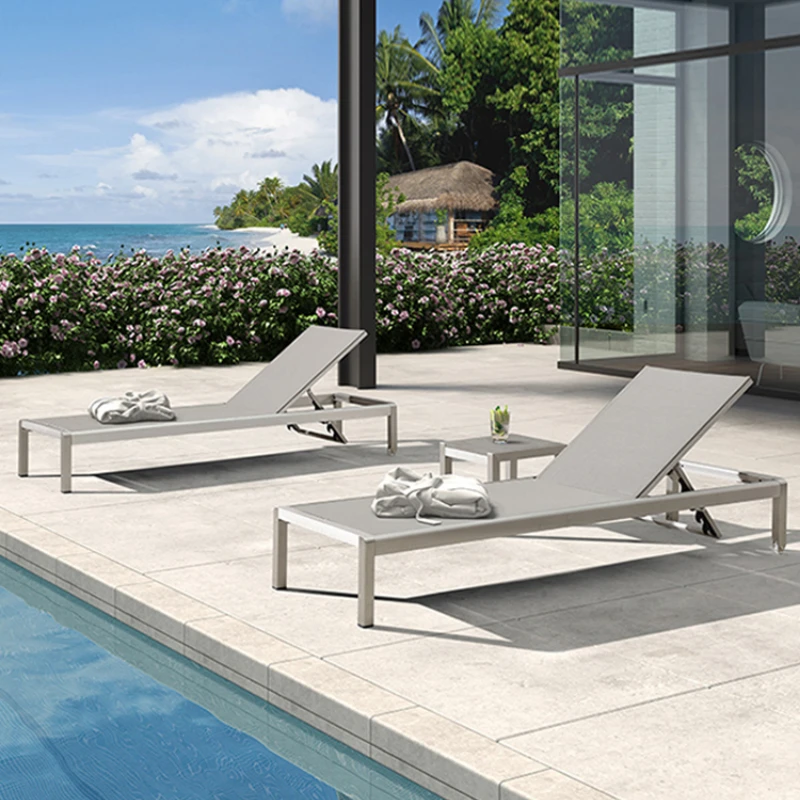 Outdoor metal recliner aluminum beach chair