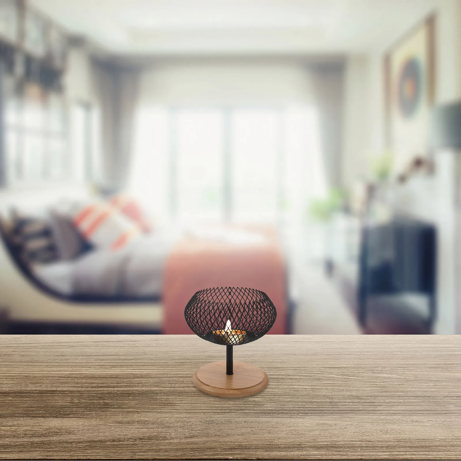 

Black Iron Holder Minimalist Retro Candlestick for Tealight Dining Living Room Tabletop Wedding Party Decoration