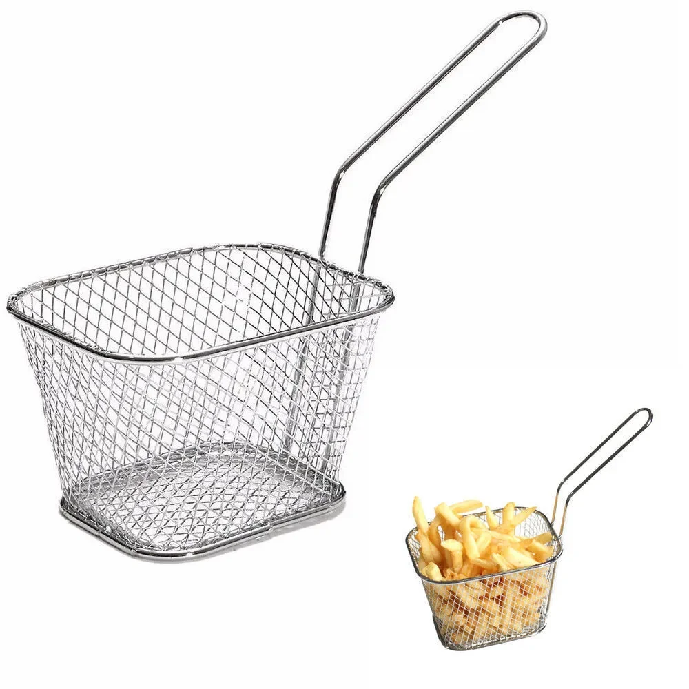 

500pcsMini French Deep Fryers Basket Net Mesh Fries Chip Kitchen Tool Stainless Steel Fryer Home