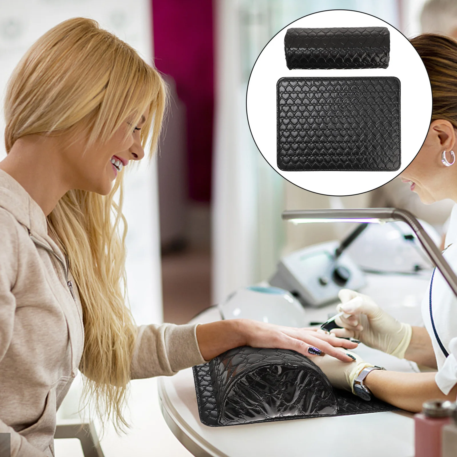 

1 комплект, подушка для рук из искусственной кожи для дизайна ногтей, черный мягкий складной маникюрный коврик, принадлежности для дизайна ногтей, подставка для подлокотников, подушка для запястий