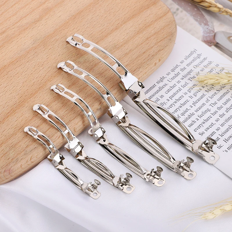 10Pcs Spring Hair Clips Base Blank Automatic Barrette Handmade Bow Hairpin DIY Jewelry Making Accessories