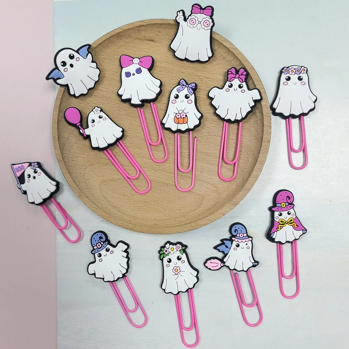 12 pcs Random New Halloween Little Ghost Paper Clip Cartoon Bookmark DIY Stationery Metal Binder Clips School Office Supplies