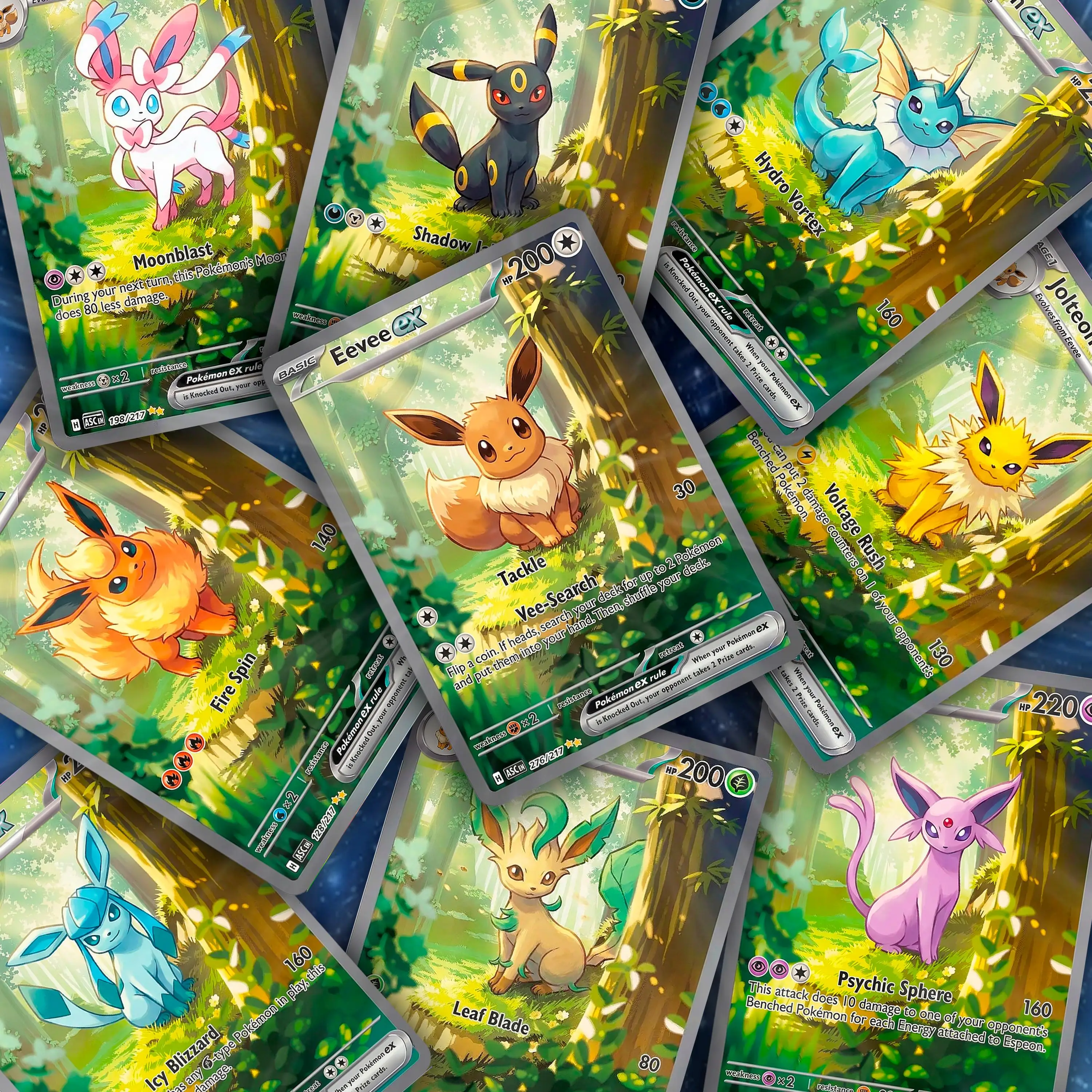 Diy Self-control Eevee Espeon Sylveon Fan Art Trading  Card Anime Collection Cards Gift Toys