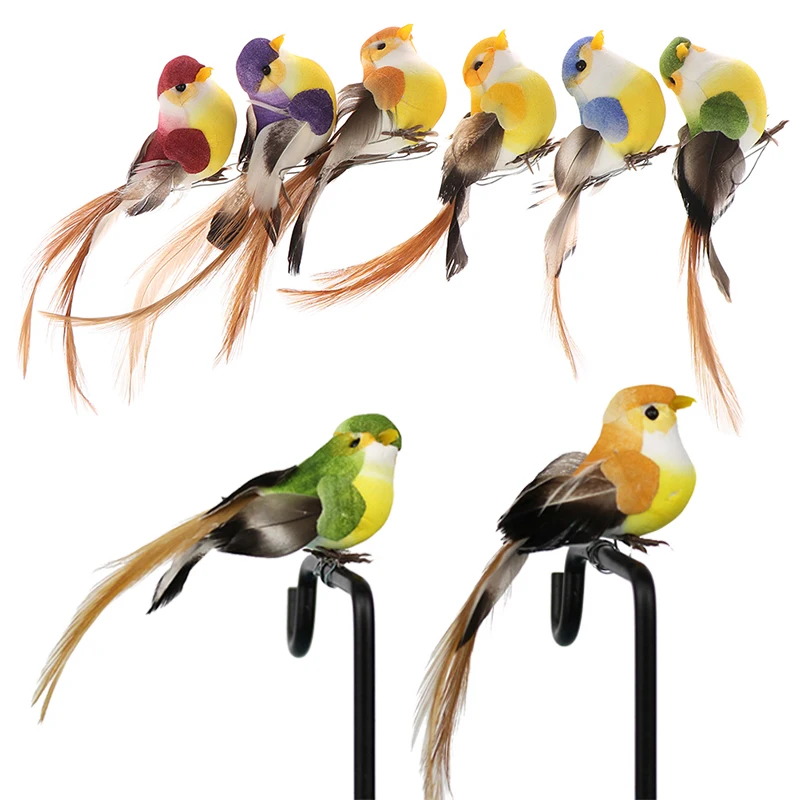 New！1Pc Mini Fake Birds Artificial Foam Feather Dove Simulation Birds Clip Claw On Ornament Home Party Wedding Decor