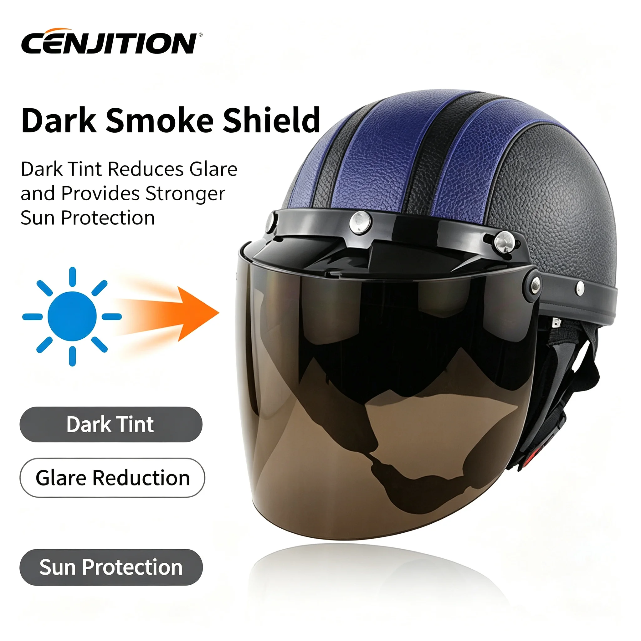 CENJITION Anti Dizziness Sturdy 3 Snap Motorcycle Helmet Visor Lens Shield Gift for Friends Family Members Neighbors