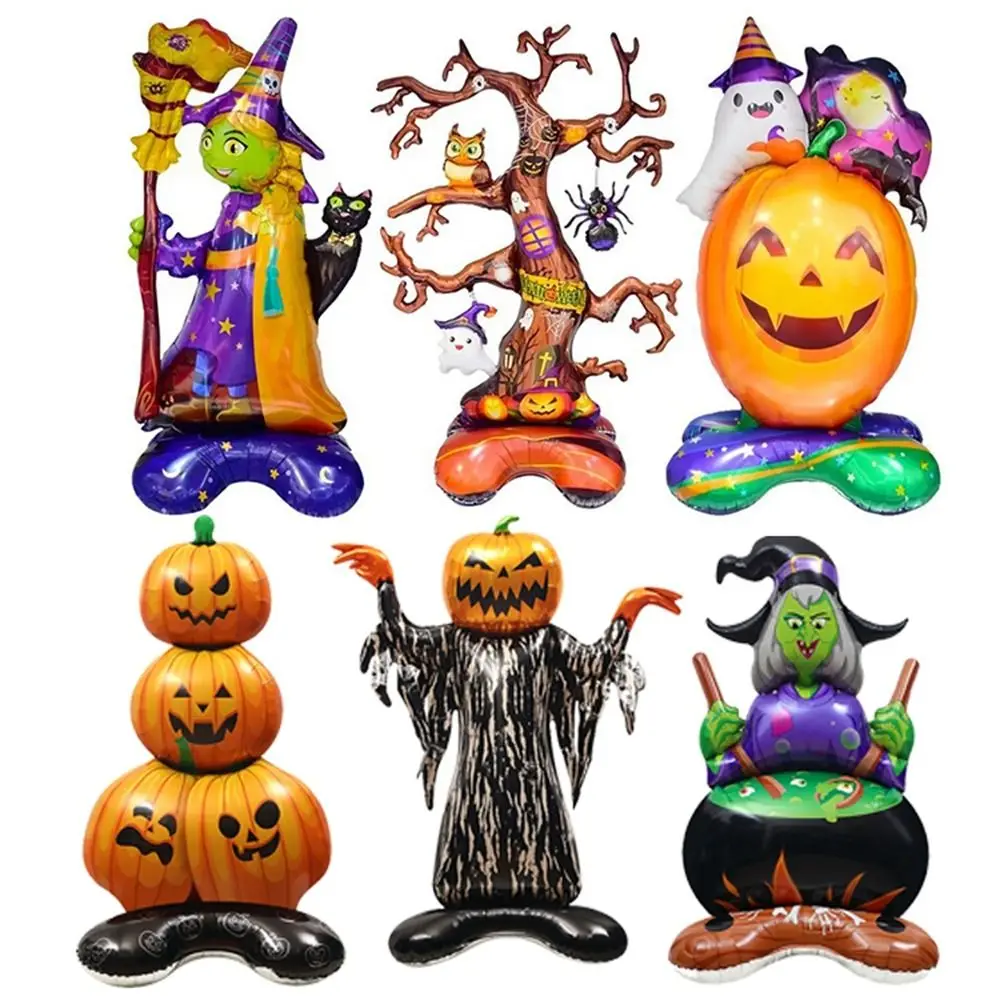 Aluminum Film Halloween Foil Balloon Party Props Inflatable Pumpkin Witch Balloons DIY Kids Toy Large Inflatable Balloon