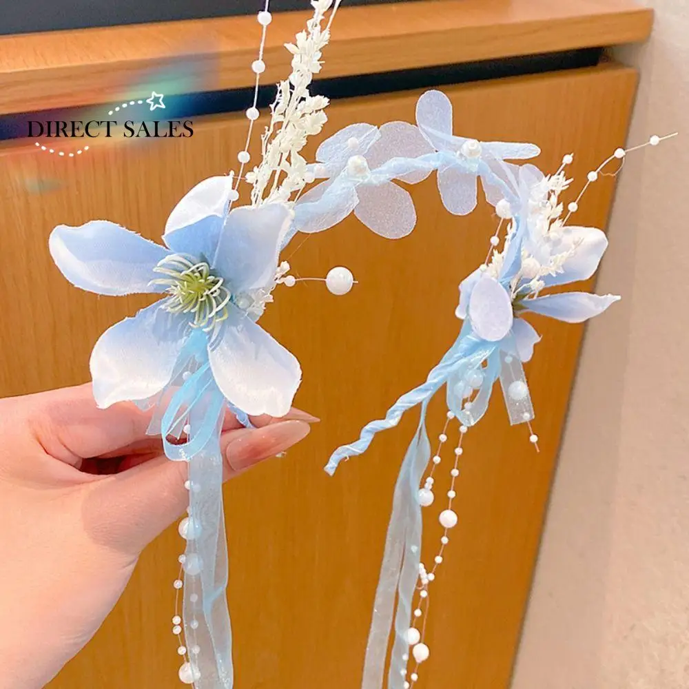 

Sweet Children Flower Headband Floral Garland Hair Hoop Hanfu Headdress Headdress Hair Accessories Floral Crown Hairband