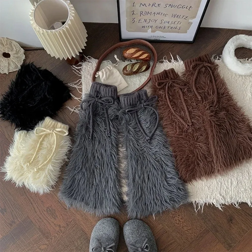 

Cozy versatile Leg Guards Furry Y2K Furry Leg Warmers Warm Thickened Harajuku Socks Winter Season for Women