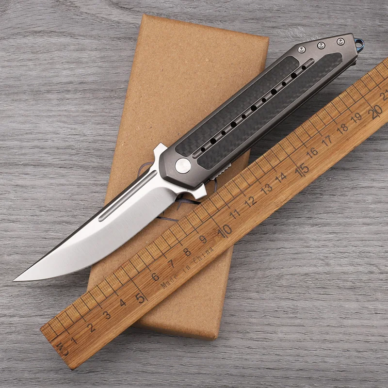 Outdoor Carbon Fiber Titanium Alloy Folding Knife Camping Survival Portable Multipurpose Play Cutting EDC Tool Knife