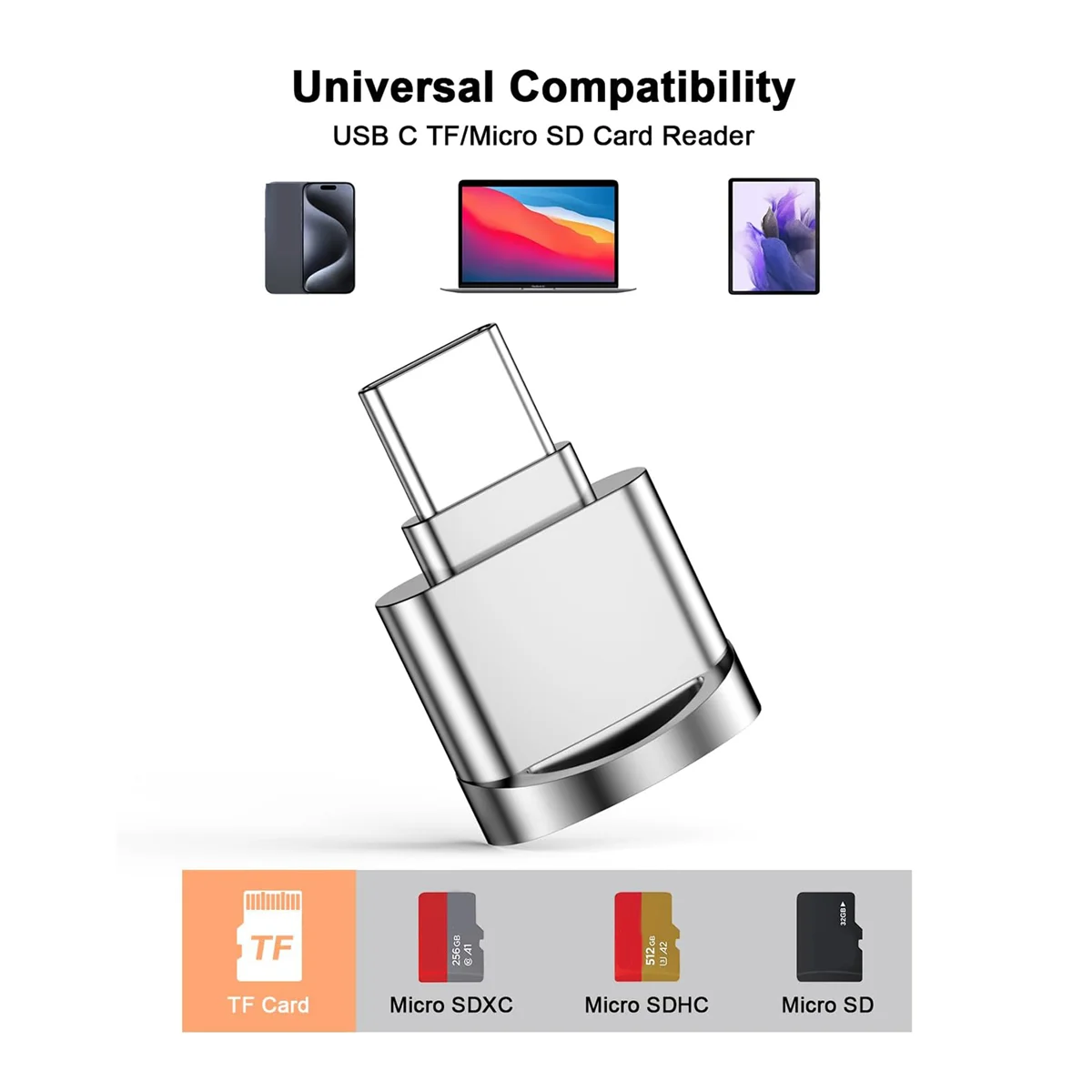 Адаптер WYXH Micro-SD Card Reader, USB Type C к Micro-SD/TF Card Reader Адаптер Micro-SD Card для HUAWEI Type-C, B