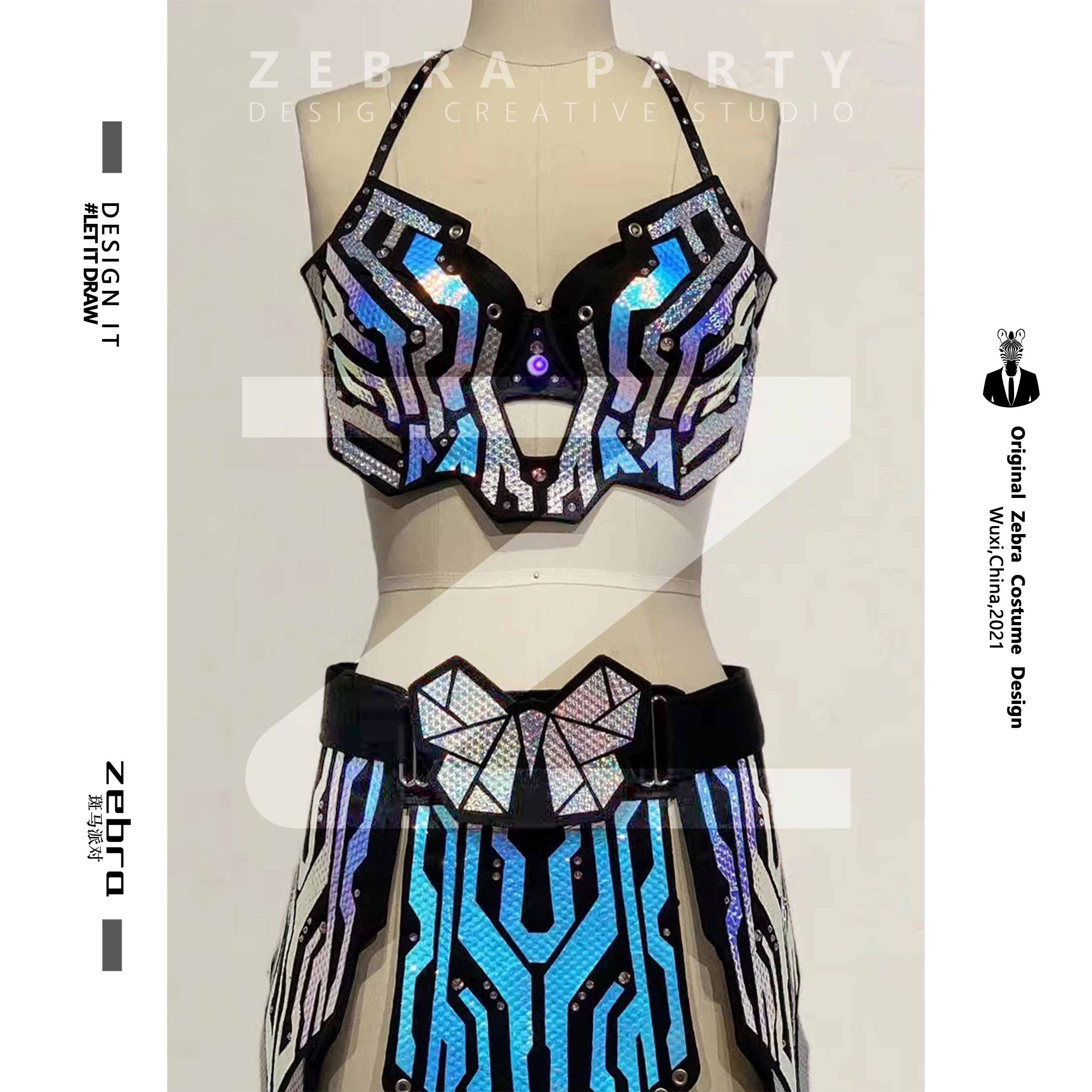 Women laser dance armor gogo costumes Nightclub bar ds costume sexy stage show party girl dress Set Future Soldier dance costume