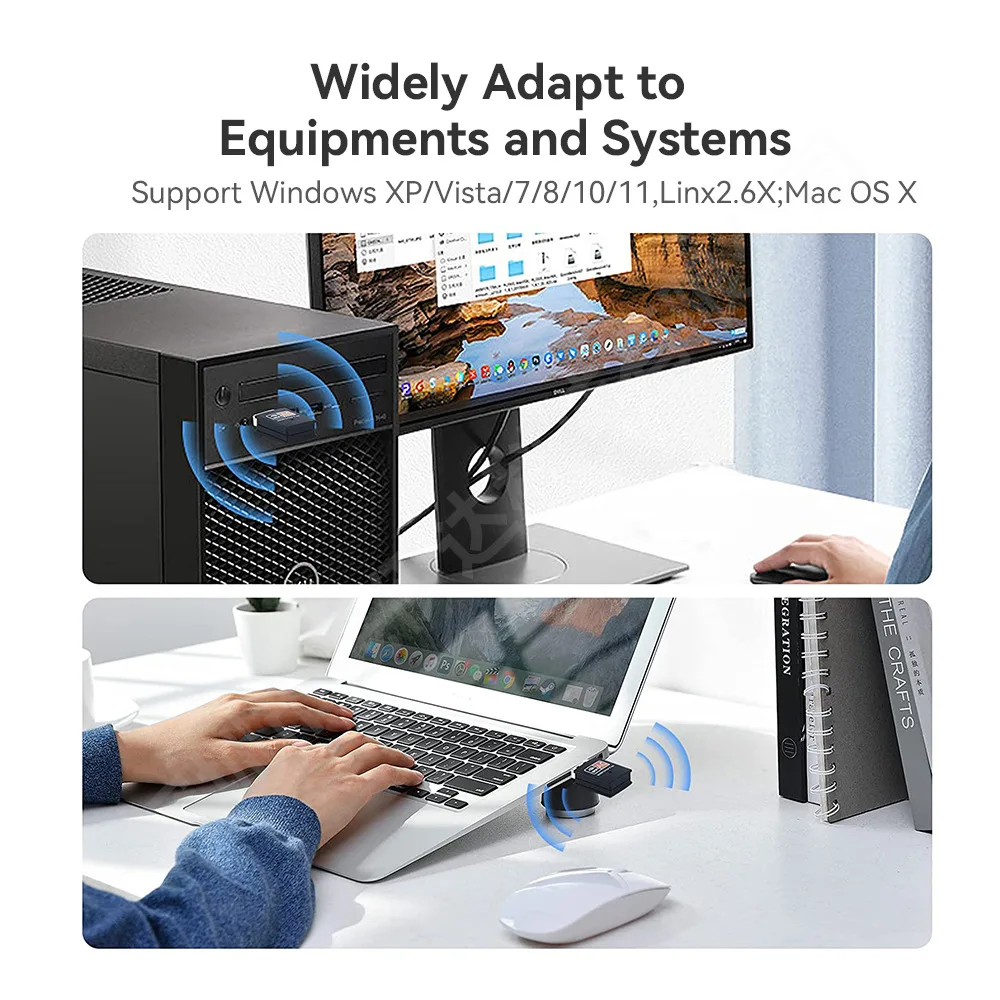 

USB-адаптер Wi-Fi 2,4 ГГц 5 ГГц 600 Мбит/с с антенной, двухдиапазонный 802.11b/n/g/ac, 300 Мбит/с, миниатюрная беспроводная сетевая карта-приемник для ПК