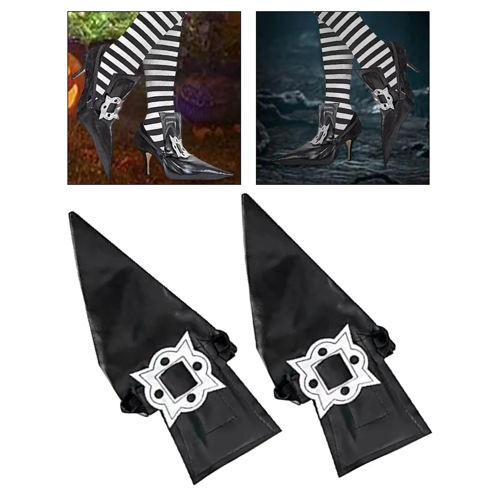 Decoración puntiaguda de cubiertas de zapatos de bruja para recuerdos de fiesta de juegos de rol de cosplay