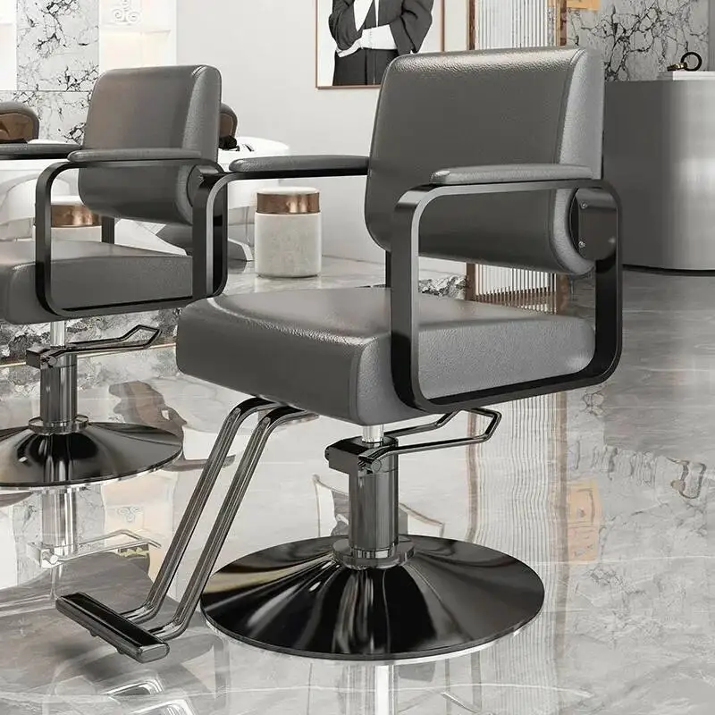 كرسي حلاق تجميل احترافي، مصفف شعر دوار، كرسي صالون ذهبي فاخر للعمل، أثاث صالون Cadeira De Barbeiro