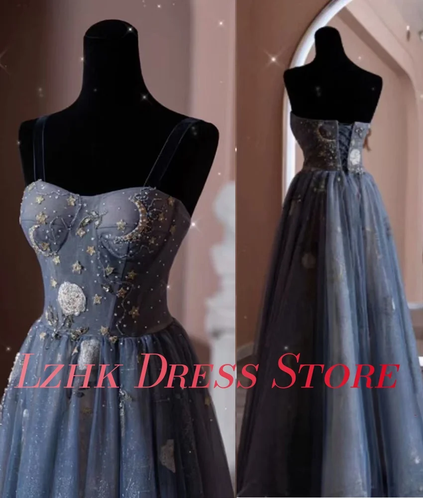 تخصيص رائعة كريستال يزين الأورجانزا ألف خط السباغيتي الأشرطة مساء اللباس مثير أكمام الحبيب فساتين لحضور الحفلات الموسيقية