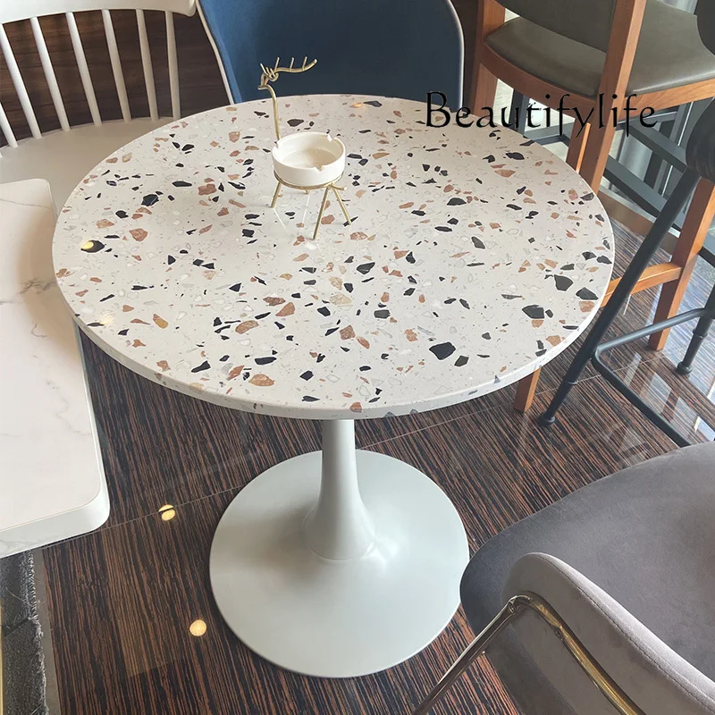 Dessert Milk Tea Shop Terrazzo Table Marble Leisure round Table Coffee Western Restaurant Commercial Swing