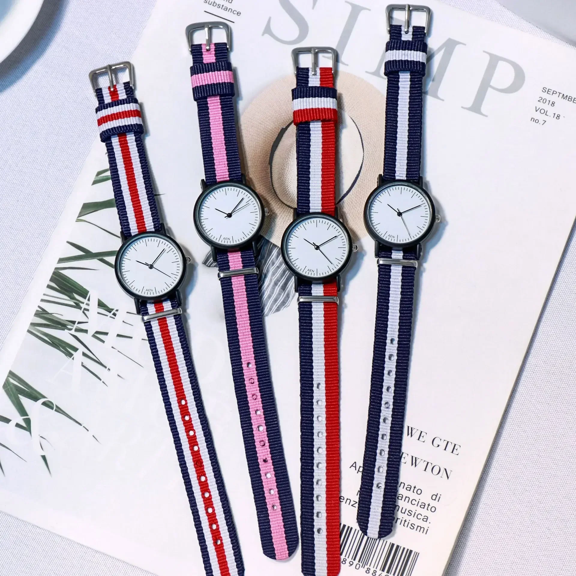 Luxury Brand Women Quartz Watch Fashion Canvas Minimalist Scale Watch Student Simple Retro College Style Female Wristwatch Clock