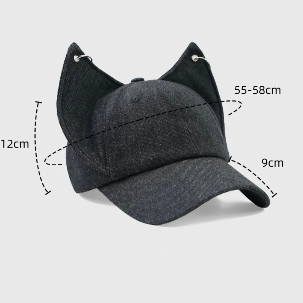 New Fox Ears Cowboy Baseball Cap Y2k Metal Buckle Sun Hat Breathable Adjustable Hip Hop Hat Women