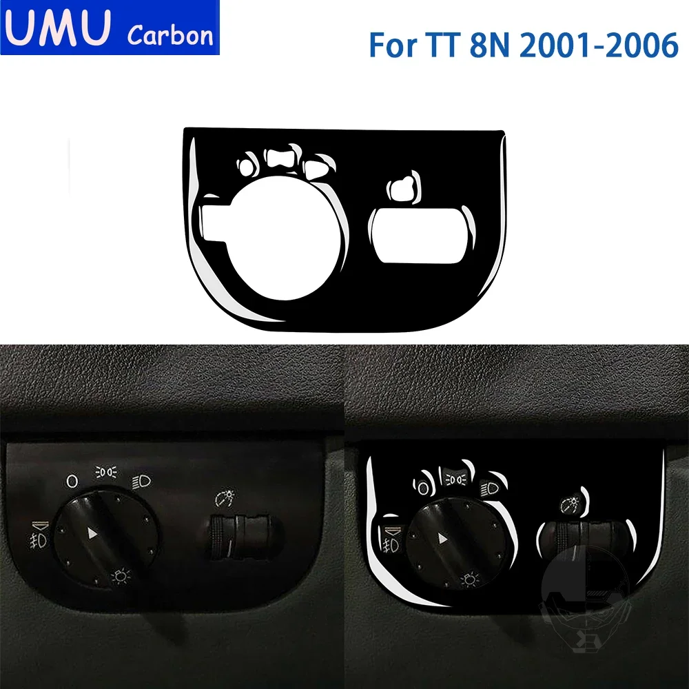 For Audi TT 8N 2001 2002 2003 2004 2005 2006 Accessories Car Interior Headlight Switch Panel Sticker Gloss Black Plastic