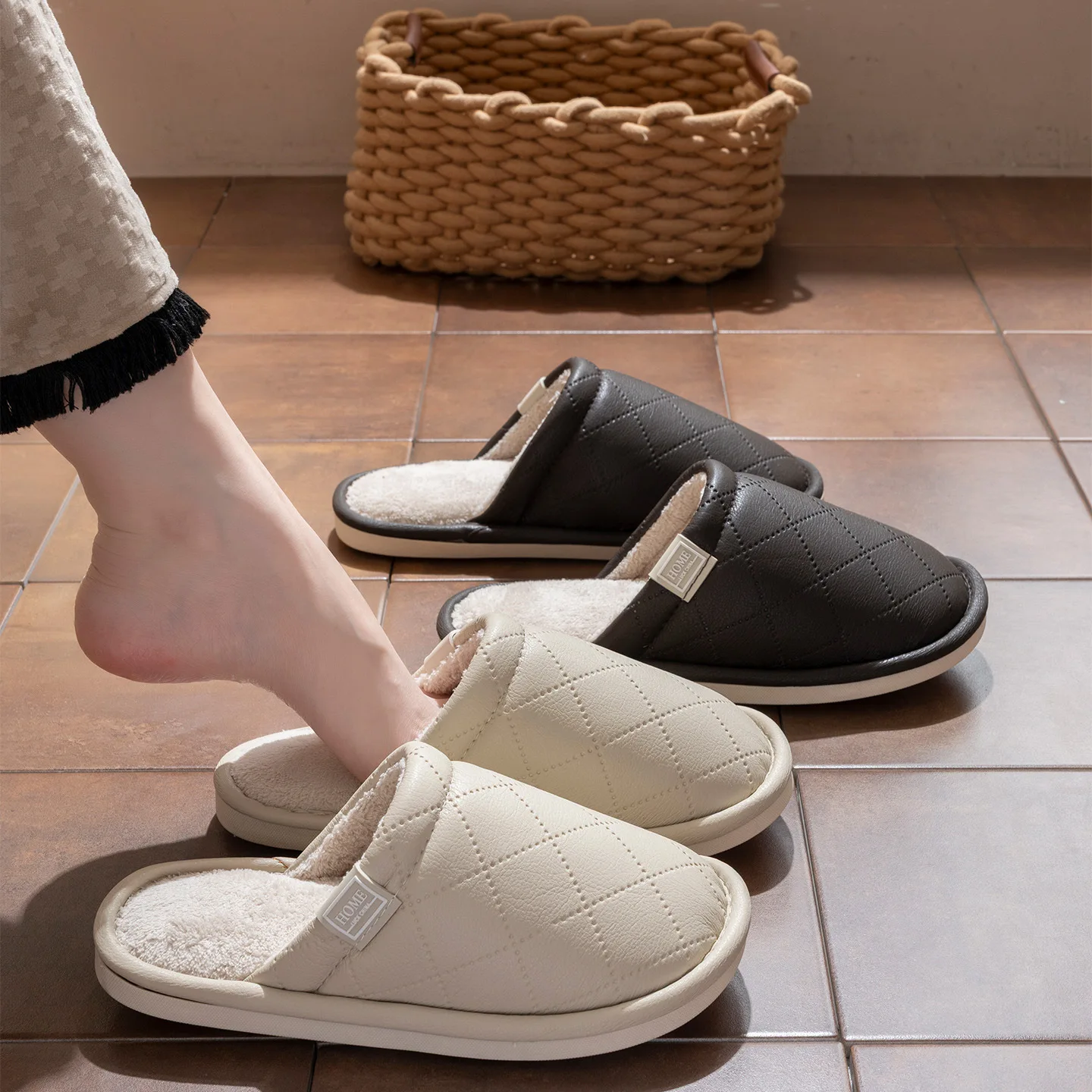 Home Cotton Slippers for Women in Winter 2026 Home Use for Men with Plush Insulation and Cotton Slippers for Men