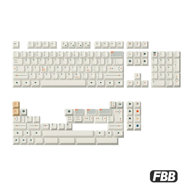 Imagem -06 - Fbb Minimalista Braun Estilo Teclado Key Cap Original Sublimação Térmica Pbt Estilo Bauhaus Personalizado 152 Chaves