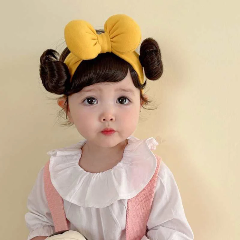 Fashion Cute Baby Kids Hair Wig Headband Children Girls Bow Wig Hairband Newborn Toddlers Wig Hat Hairpiece Cosplay Headwear