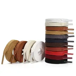 Fashion Waxed Shoelaces Flat Shoe Lace Leather Shoes Boots Shoelace Leather Waterproof Shoestrings Suitable Women Men's Laces