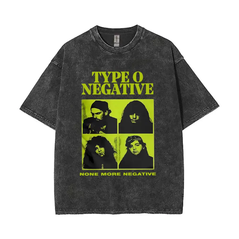 

Washed Vintage Rock Band Type O Negative None More Negative T-shirt Men Women Retro Gothic Metal T Shirt Male Oversized T-shirts