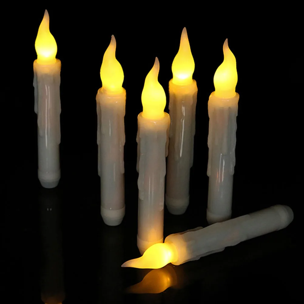 

6Pcs LED Electronic Flameless Lamps 2.0x17cm Flickering Warm Light Night Lamp Party Use Wedding Halloween