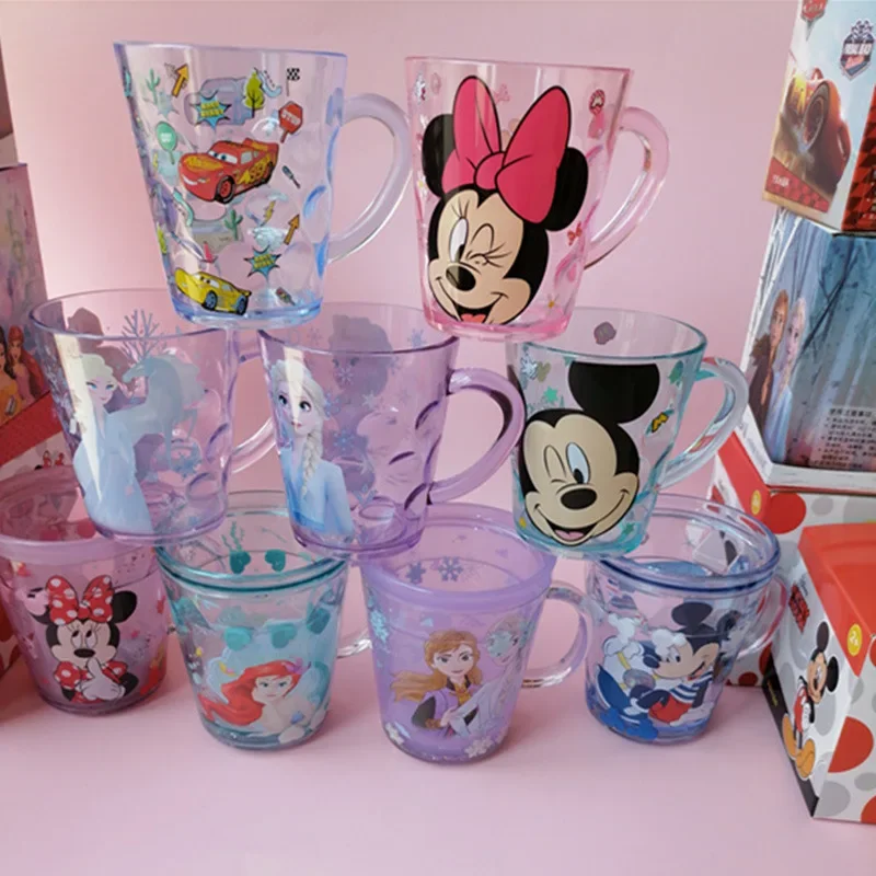 Disney Cartoon Cup With Handgrip Princess Children's Mouthwash Cold Drink Coke Cup Party Drink Cup 260ML Boy Girl Gift