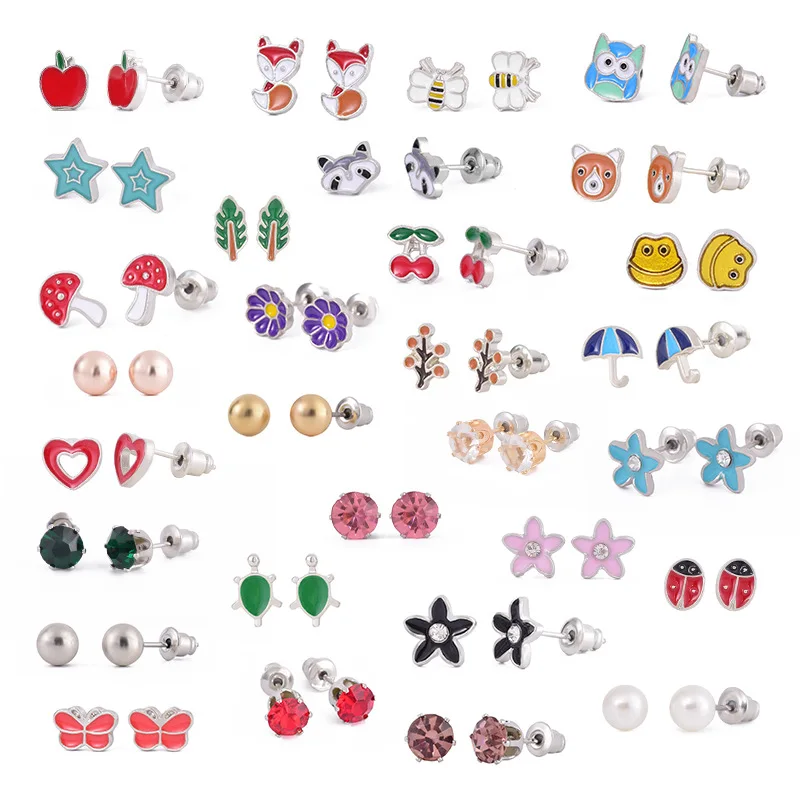 Multi PRS Sets Colorful Stud Earrings Mermaid Unicorn Cute Earring Set Christmas Gift for Kids Girls