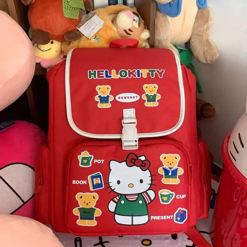 Sanrio Hello Kitty nowe czerwone torby studenckie koreański styl plecaki z postaciami z kreskówek śliczne torby kobiet torba na ramię Y2k plecak dla dziewcząt