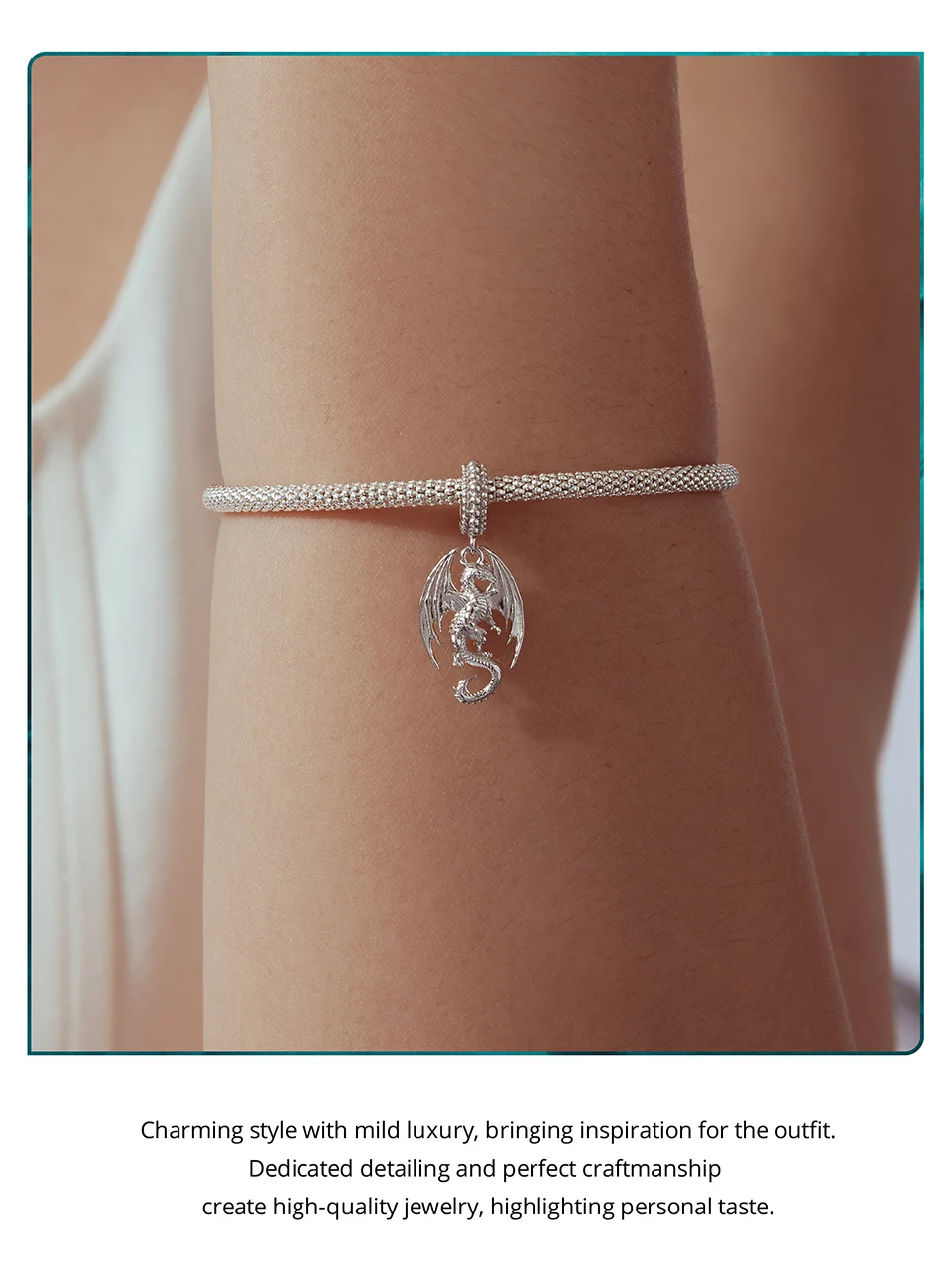 WOSTU 925 Sterling Silver Flying Dragon Charms Pendant Colorful Phoenix Beads Fit Original DIY Bracelet Wholesale